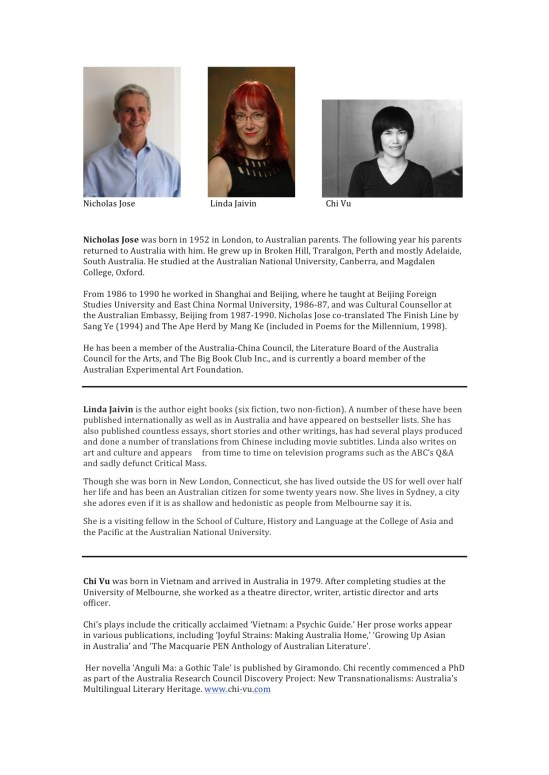 Symposium guests_1 Nicholas Jose, Linda Jaivin, Chi Vu