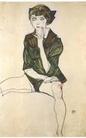 Egon Schiele, Sitzendes Mädchen in grüner Bluse