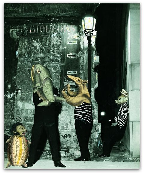 « Les Garçons de la rue, » a collage by Jacques Prévert over a photo by Robert Doisneau. © Fatras, Succession Jacques Prévert / Private collection of Jacques Prévert