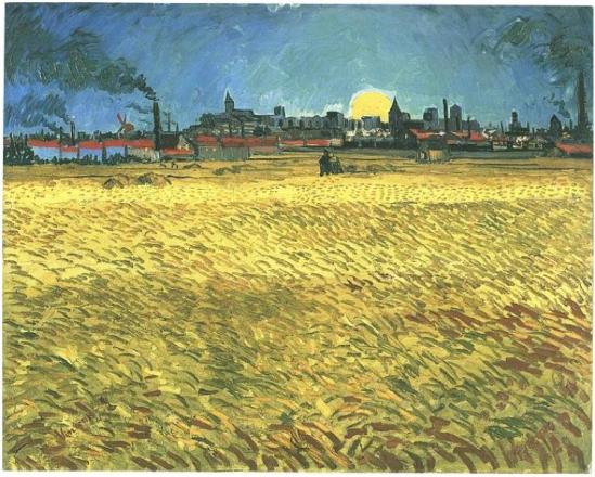 Sunset--Wheat-Fields-Near-Arles